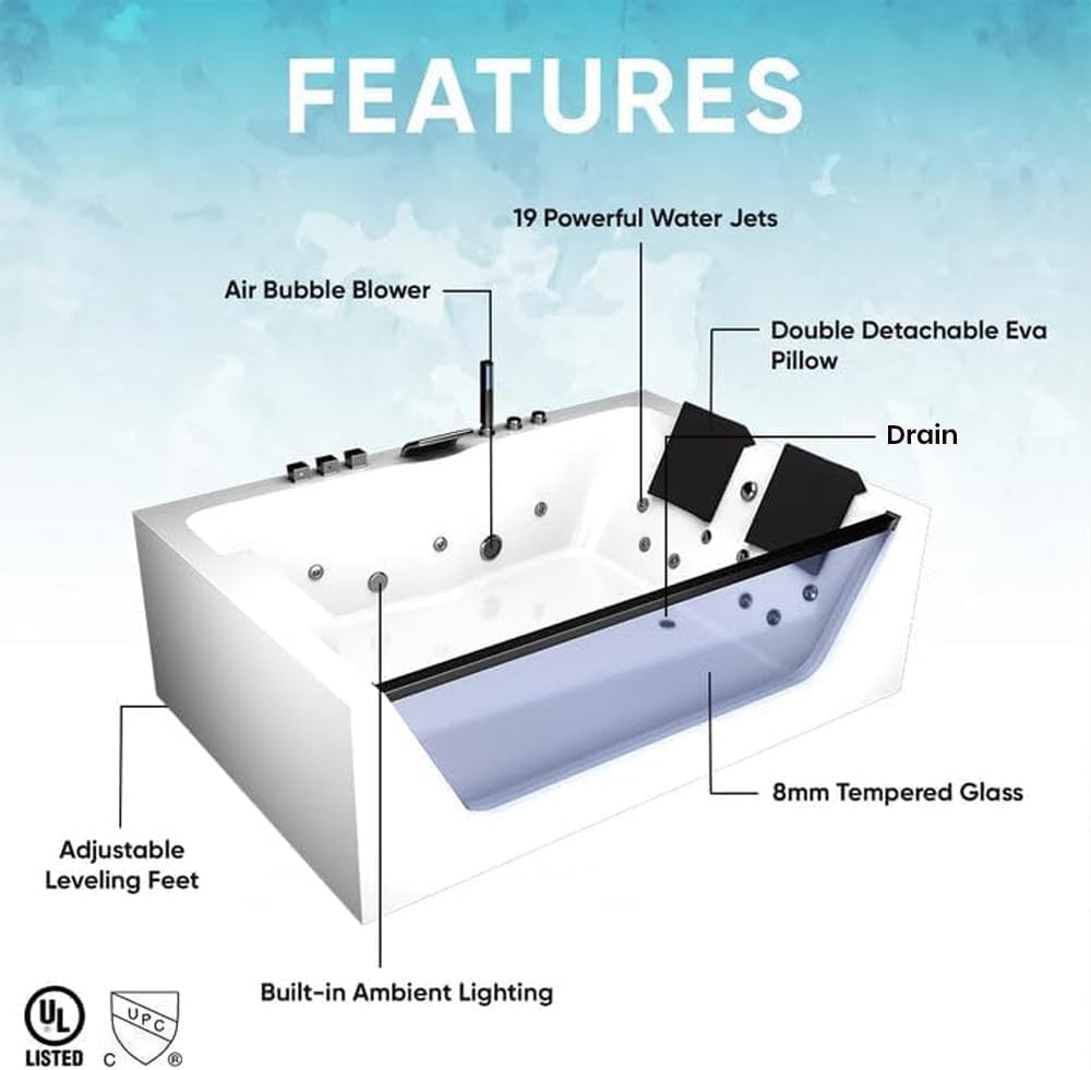 Freestanding Bathtub 71 Inch Acrylic Soaking Tub – Modern Oval Stand Alone Bath Tub, Deep Soak, Glossy White, Easy Installation, Bathroom Spa Tub for Home