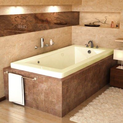 Guadeloupe 30 x 60 x 23' Rectangular Air and Whirlpool Jetted Bathtub Color/Trim: Biscuit / Polished Brass, Options: Tile Flange / 2' Lip / Front Skirt Enclosure, Drain: Right