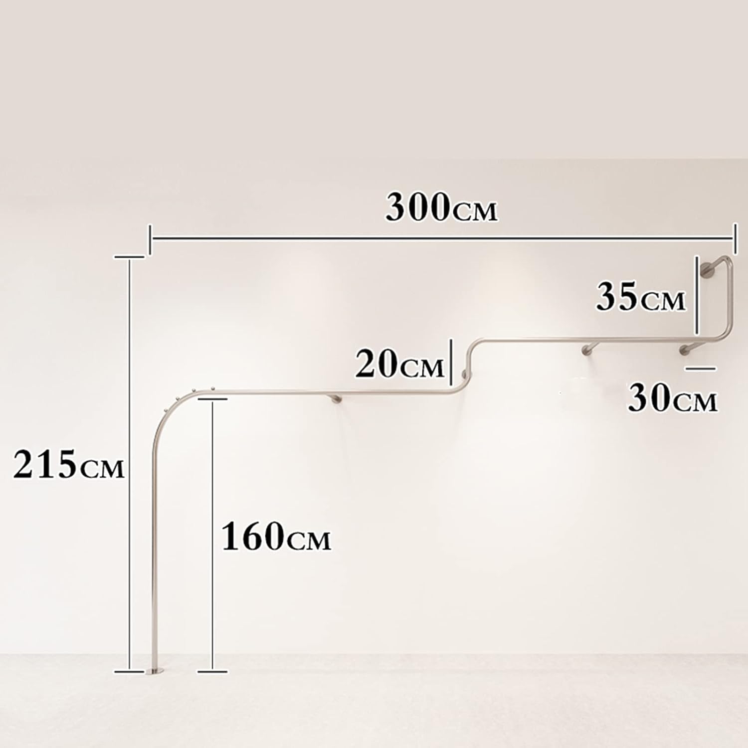 Wall Mounted Multi Purpose Industrial Pipe Clothing Rack,Industrial Pipe Clothing Rack,Metal Garment Rack for Clothes Retail Display Stand/250Cm/98.5In (300cm/118in