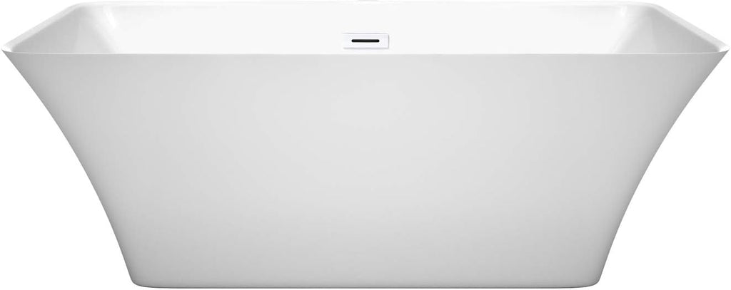 Tiffany 59 Inch Freestanding Bathtub in White with Shiny White Drain and Overflow Trim