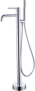 Freestanding Bathtub Faucet, Floor Mount Tub Filler Faucet with Handheld Shower Floor Mounted Tub Faucet Brass Tub Mixer Tap with 59-inch Shower Hose, Single Handle,Chrome (Besides A) (Black A) (Besi