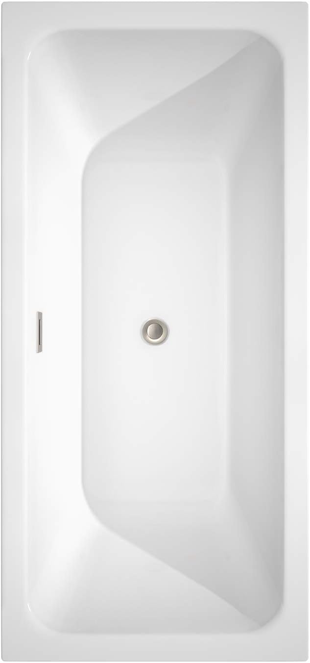 Wyndham Collection WCBTK151967ATP11BN Galina Freestanding Bathtub with Floor Mounted Faucet, 67', White with Brushed Nickel Trim