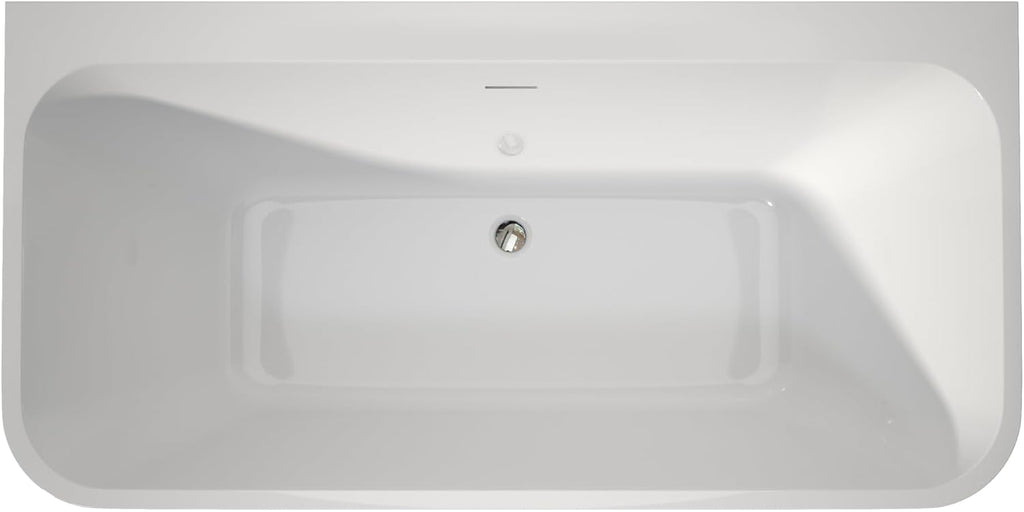59' Stand Alone Tub Acrylic Rectangular Free Standing Soaking Bath tub (White)