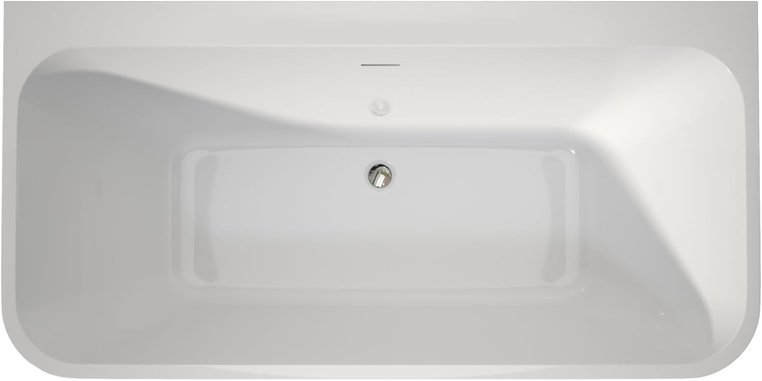 59' Stand Alone Tub Acrylic Rectangular Free Standing Soaking Bath tub (White)