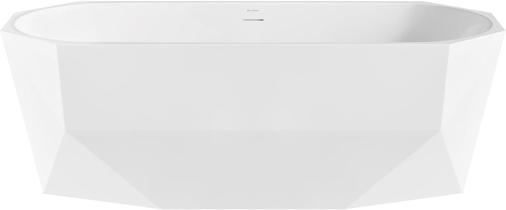 Swiss Madison Brusque 67' Diamond Shaped Soaking Freestanding Bathtub in Glossy White, Drain Included