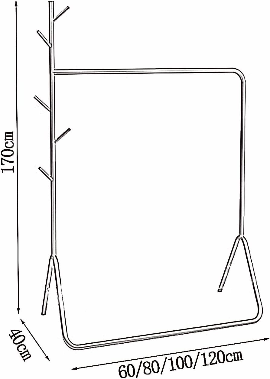 Clothing rack Modern And Simple Coat Racks Heavy Duty Metal Garment Rack With 5 Hooks Large Capacity Indoor Clothes Rail Retail Clothing Display Rack,Gold 60x40x170cm