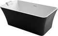 Transolid Lily 59 in. Freestanding Deep Soaking Bathtub | 23 in. Confirmed Soak Depth | Acrylic Flatbottom | Center Drain | Bath Pillow Included | 59 x30x23 in. | Matte Black/White | K-AFTL5930-M3109