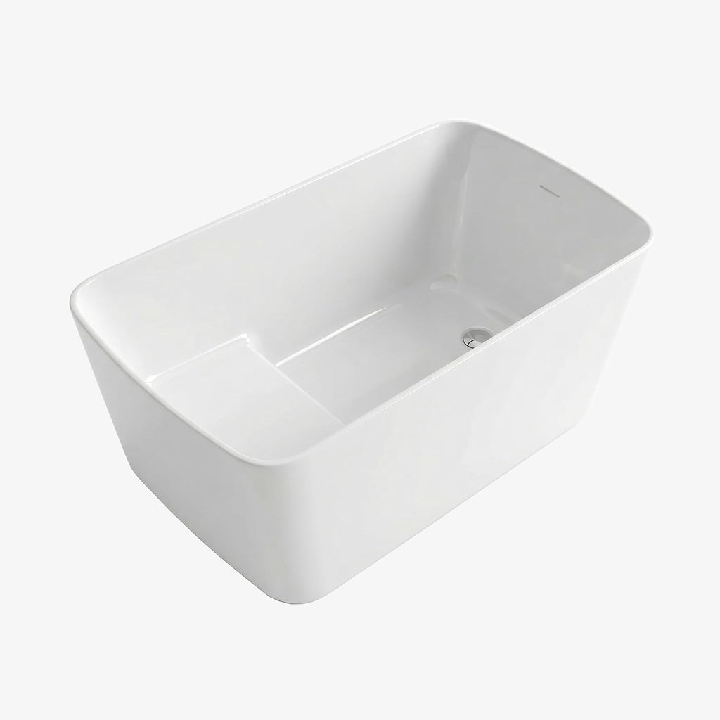 GarveeLife 55 InchFreestanding Acrylic Bathtub, Deep Soaking Tub with Non-Slip Base & Chrome Drain, Space-Saving Bathtub, Easy Install, CUPC CertifiedModern Tub for Bathrooms