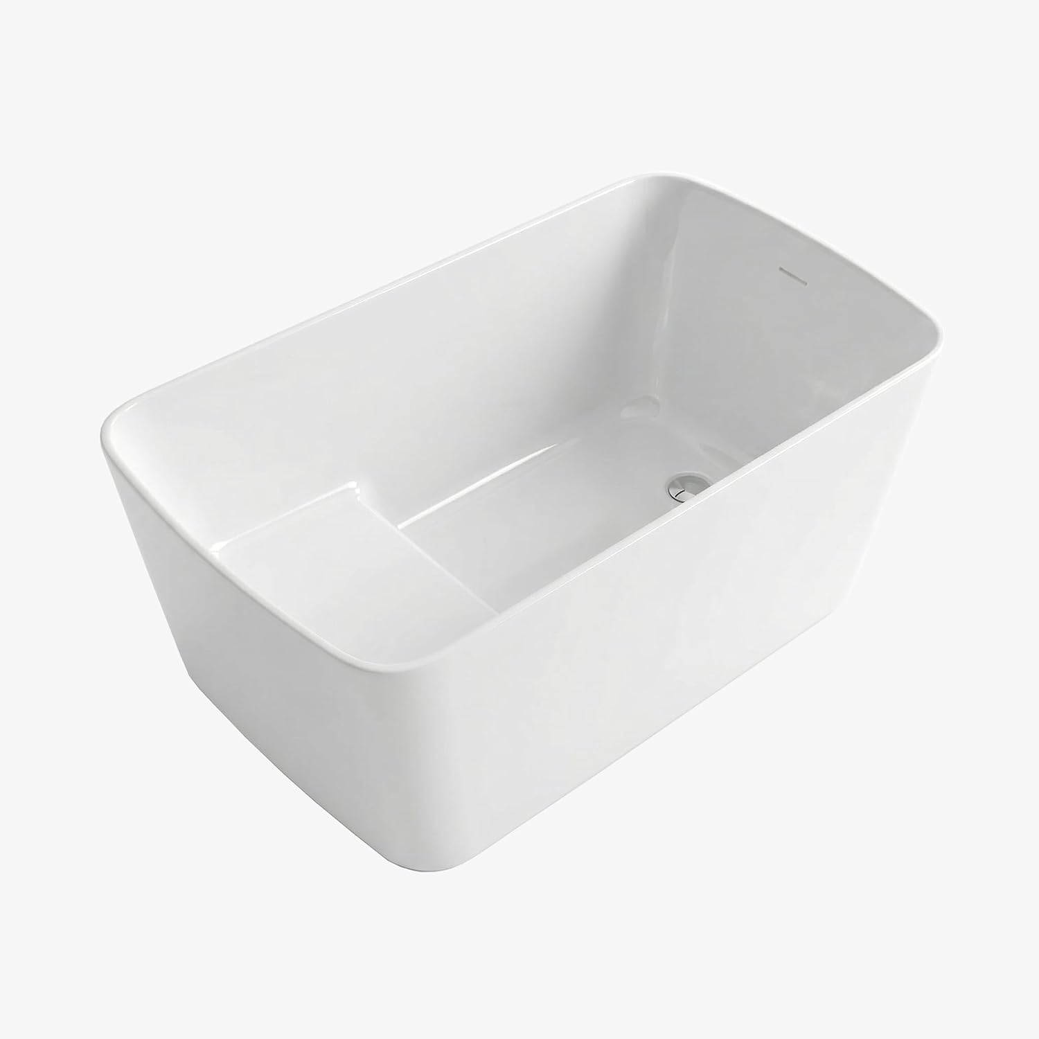 GarveeLife 55 InchFreestanding Acrylic Bathtub, Deep Soaking Tub with Non-Slip Base & Chrome Drain, Space-Saving Bathtub, Easy Install, CUPC CertifiedModern Tub for Bathrooms