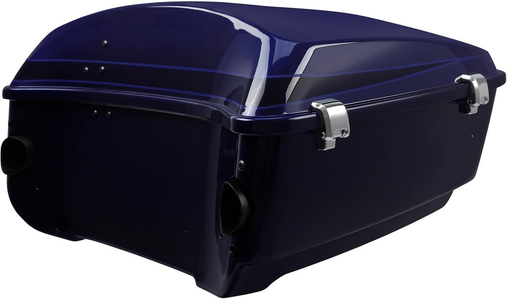 TCMT 13.7' King Motorcycle Trunk Box W/Latch Key Fit For Harley 2014-2025 Touring CVO Road King Road Glide Street Glide Electra Glide Ultra Limited Zephyr Blue/Black Sunglo