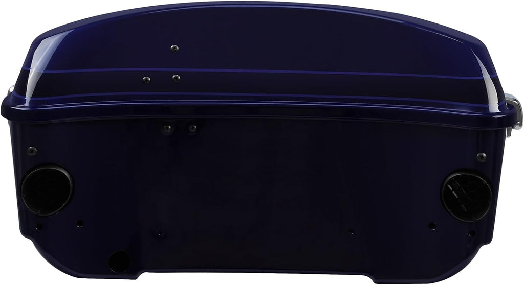 TCMT 13.7' King Motorcycle Trunk Box W/Latch Key Fit For Harley 2014-2025 Touring CVO Road King Road Glide Street Glide Electra Glide Ultra Limited Zephyr Blue/Black Sunglo