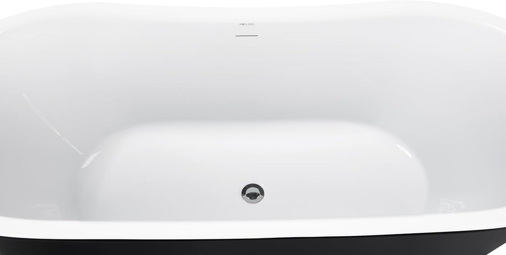 59' 100% Acrylic Freestanding Bathtub??Contemporary Soaking Tub??White Inside Black Outside