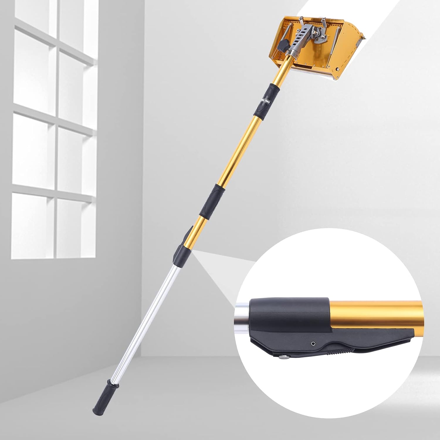Professional Drywall Taping Tool 9.8' Flat Finish Box Set with 40''-64'' Extendable Handle Aluminum Drywall Flat Finishing Box Tool