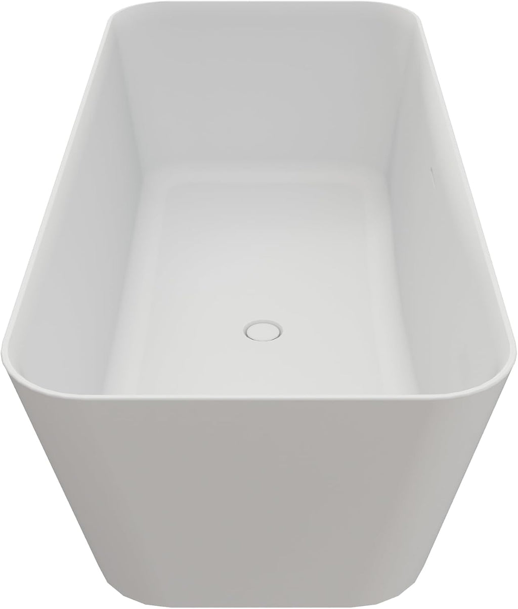 67 Inch Solid Soaking Bathtub Deep Soak Freestanding Tub