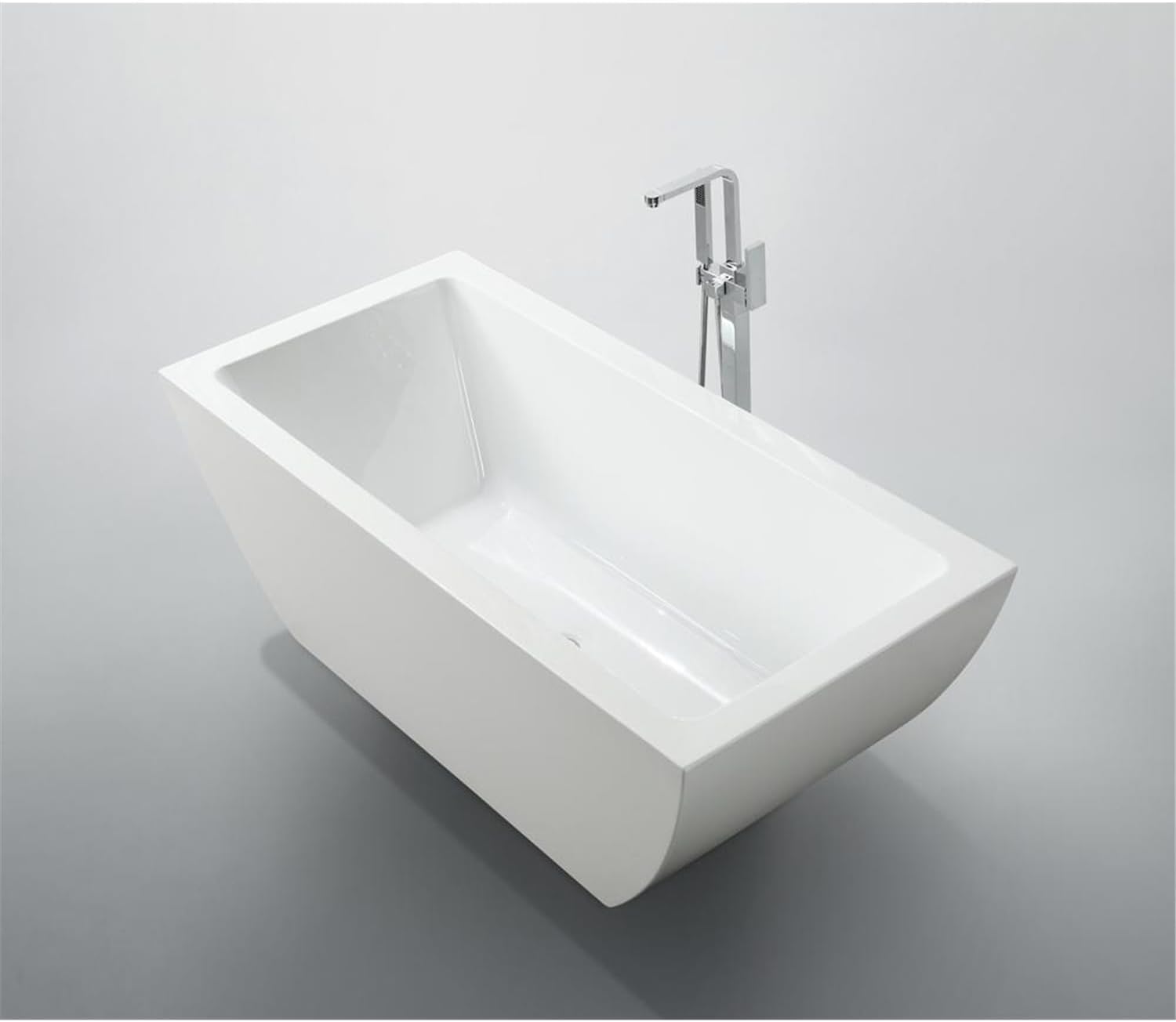 Maykoosh 59 Inch Freestanding Bathtub - Modern White Soaking Tub