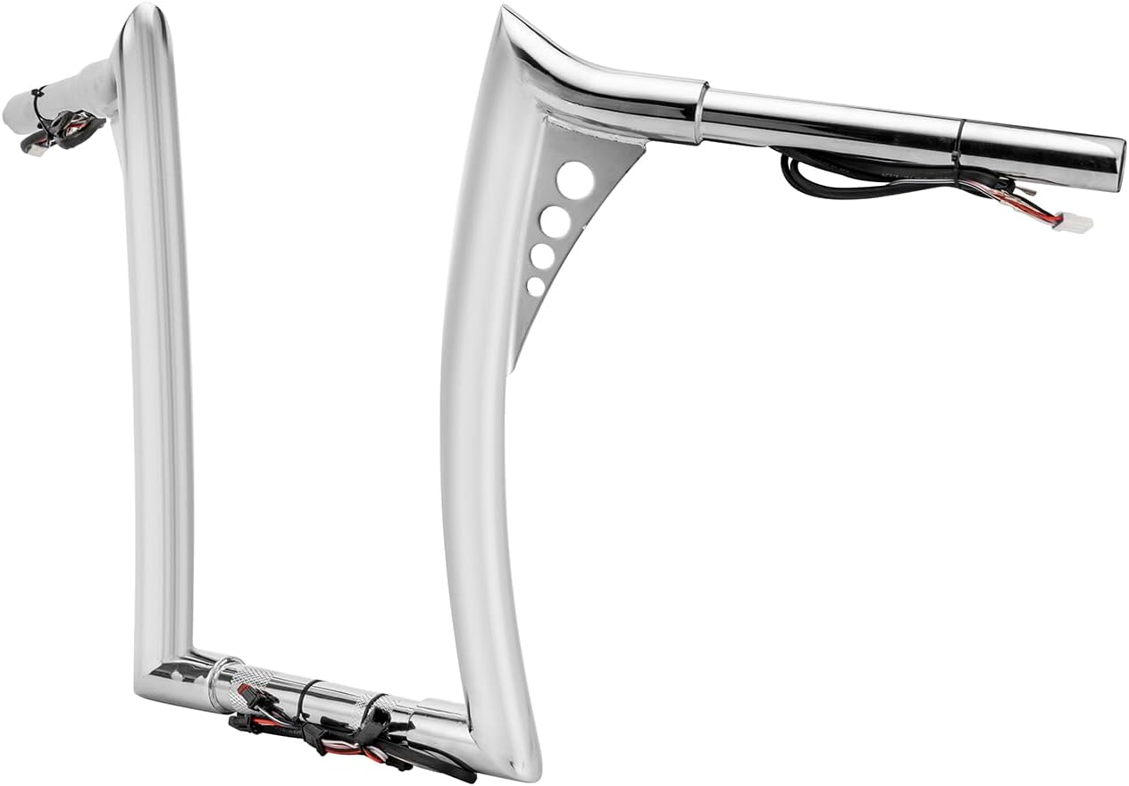 Mofun 12' Rise Pre-wire handlebar 1-1/4' Fat 1' Clamp Ape Sharp Bar Compatible with Harley Softail 2011-2024 Sportster XL883L 1200 2011-2022 Touring Road King 2015-Later Dyna 2012-2017, Chrome