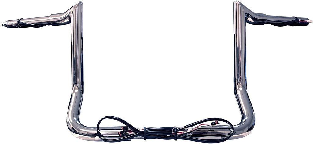 Dominator Industries 1 1/4' PRE-WIRED 12' Chrome Meat hook Bar Ape Hangers Compatible With Harley-Davidson Bagger Touring Electra - Handlebars for 2014-2023 Heated Grip Option
