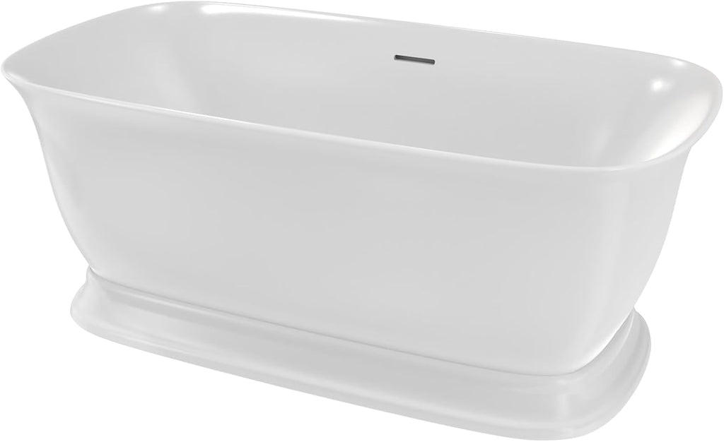 Ascend 67 in. L x 31-1/2 in. W x 23-5/8 in. H Freestanding Acrylic Bathtub, Polished Nickel Drain