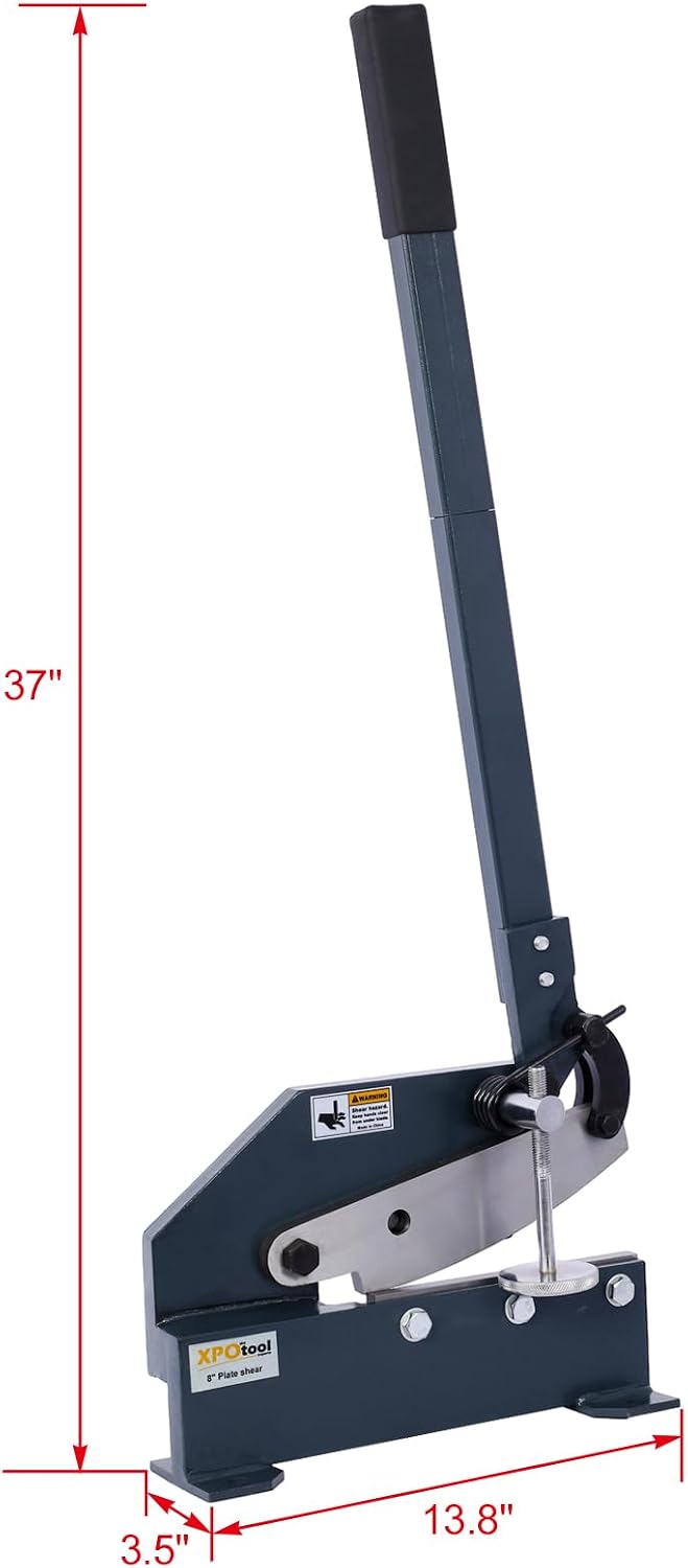 Hand Plate Shear, Manual Metal Cutter Cutting Thickness1/4 Inch Max, Metal Steel Frame Snip Machine Benchtop 1/2 Inch Rod, for Shear Carbon Steel Plates and Bars (8 Inch)