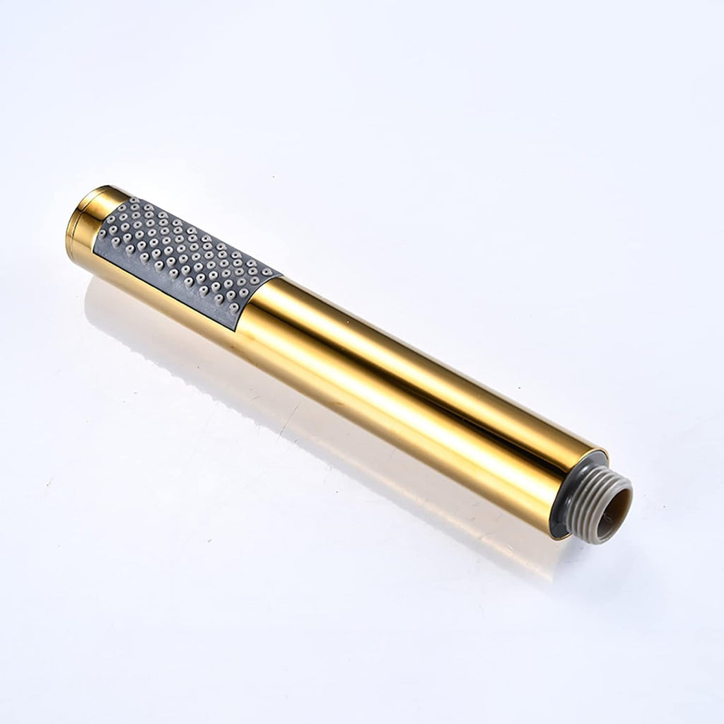 Freestanding Bathtub Faucet with Handheld Shower - Floor Mounted Tub Tap, 59-Inch Shower Hose, Stylish White Gold Finish