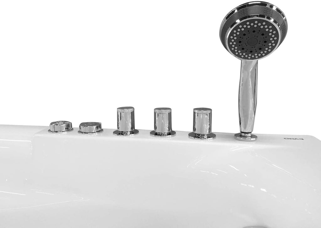 EAGO AM161-R 5' Single Person Corner Acrylic Whirlpool Bath Tub - Drain on Right, White