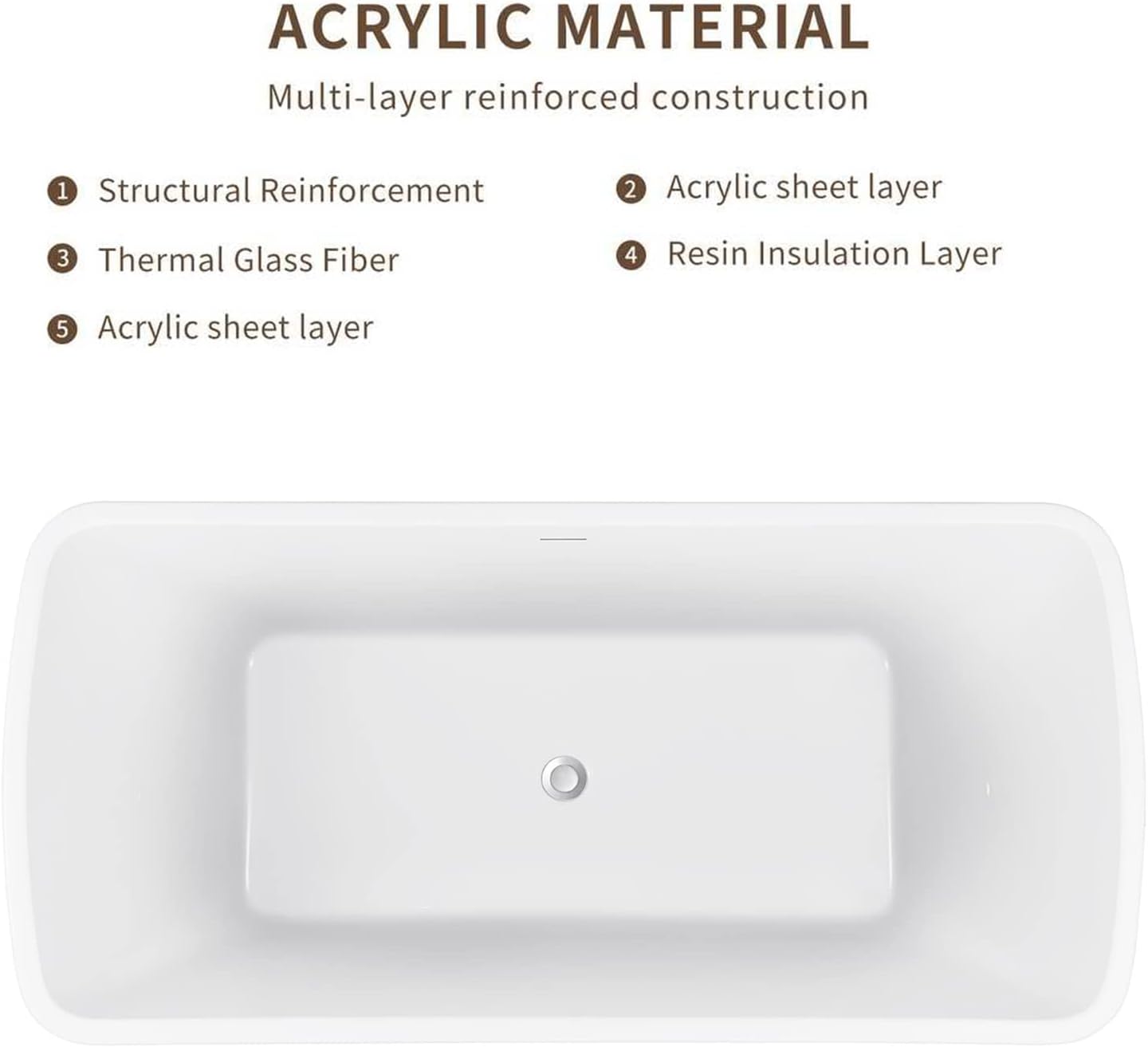 67' 100% Acrylic Freestanding Bathtub??Contemporary Soaking Tub??White Bathtub