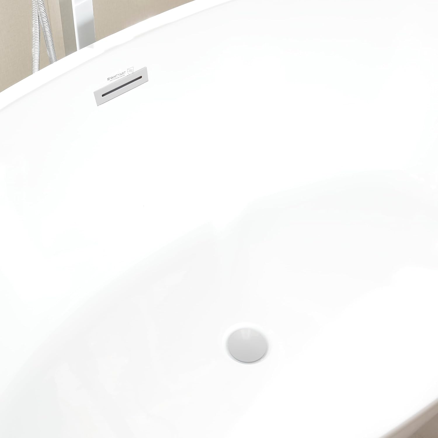 HomeBeyond 55Inch Freestanding Bathtub | Acrylic Free Standing Soaking Tub, Classic Bathroom Stand Alone Tub Suitable Single Person Bathing