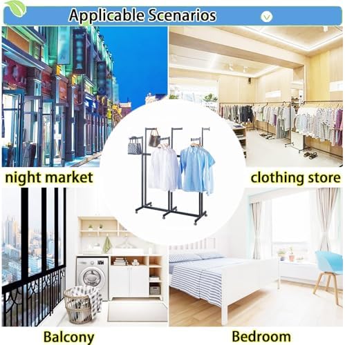 Heavy Duty Metal Garment Rack - Adjustable Way Retail Clothing Display with Shelves for Hanging Clothes (Silver)