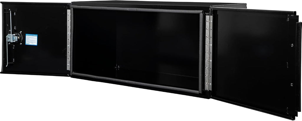Buyers Products 1705840 Underbody Tool Box With Barn Door, 24x24x48 Inch, Black Powder-Coated, Made in USA, .100 inch Smooth Aluminum, 3-Point Locking, Truck Storage Toolbox For Work Vehicles