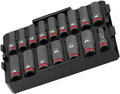 16PC 49-66-6818 for Milwaukee Impact Duty Socket 1/2' Drive Set w/Tray - Black