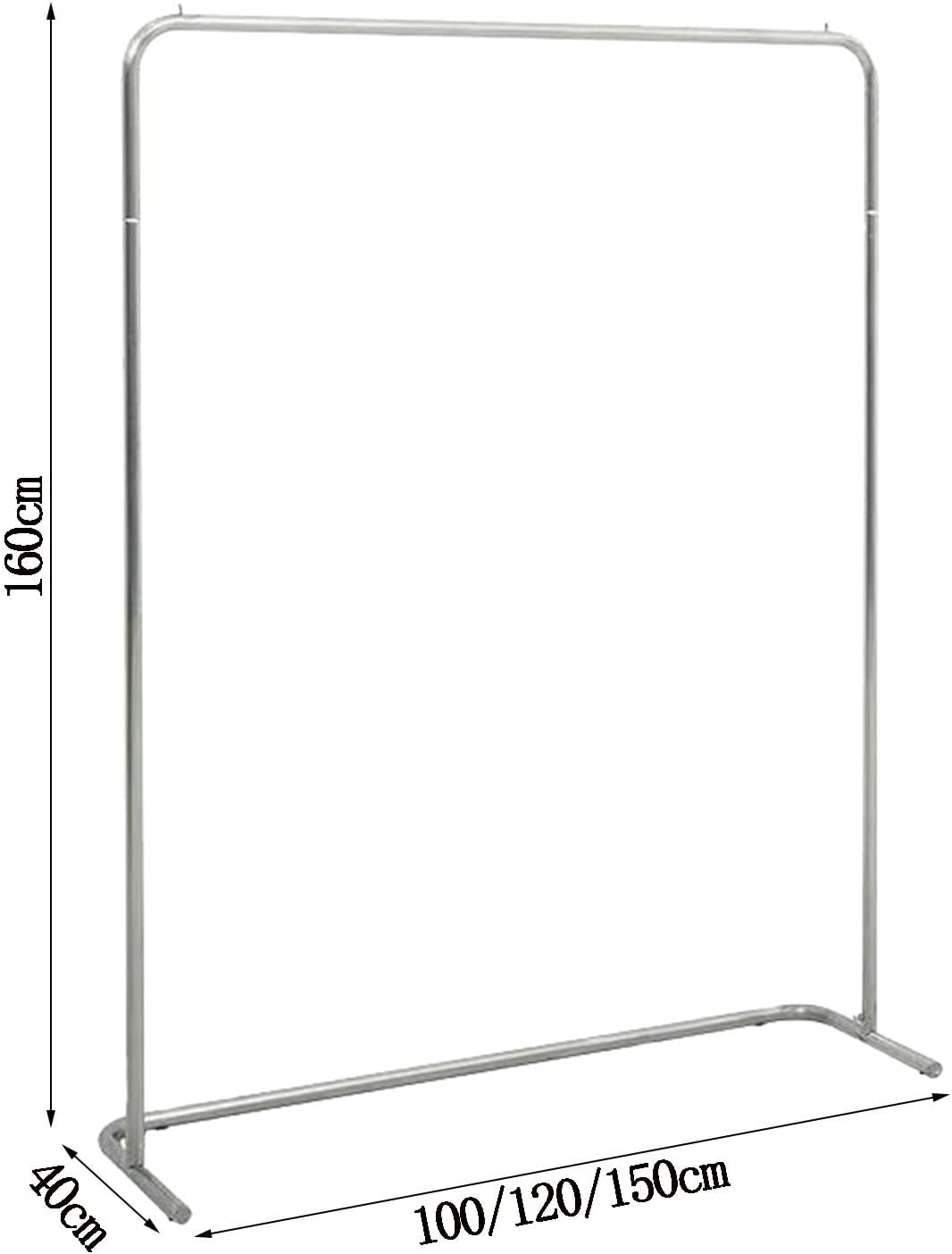 Clothing rack Minimalist Style Clothing Rack Heavy Duty Stainless Steel Garment Rack Living Room Single Lever Clothes Rack Retail Clothing Display Rack,One Color 100x40x160cm