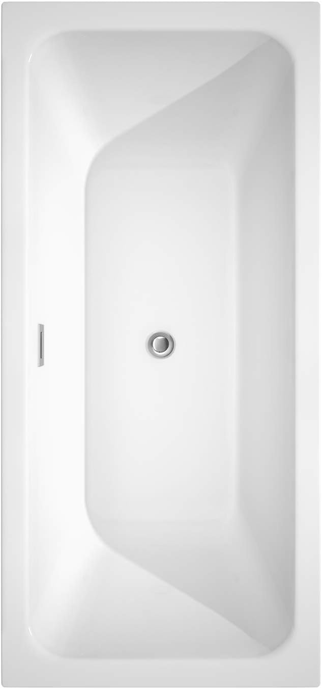 Wyndham Collection Galina 67 inch Freestanding Bathtub for Bathroom in White with Polished Chrome Drain and Overflow Trim