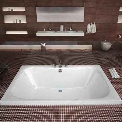 4060N Dominica 60' x 23' Rectangular Bathtub Drain Location: Right, Finish: White, Trim Finish: Polished Chrome