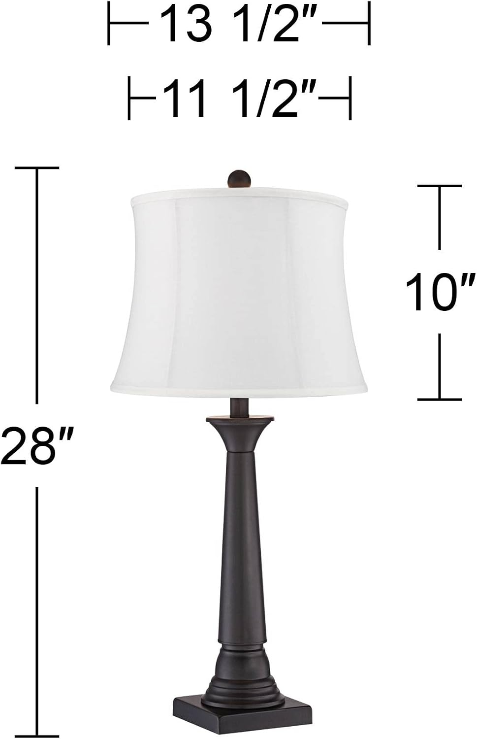 360 Lighting Dolbey 28' Tall Tapered Column Farmhouse Rustic Traditional Country Cottage Table Lamps Set of 2 Brown Bronze Finish Metal White Shade Living Room Bedroom Bedside Nightstand House