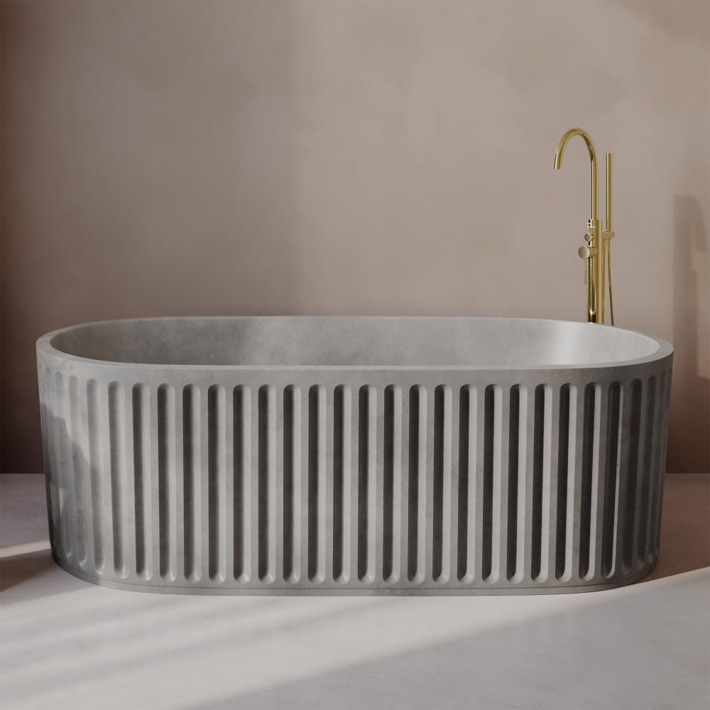 Swiss Madison Delice 67' Freestanding Concrete Bathtub in Gray, Drain Included