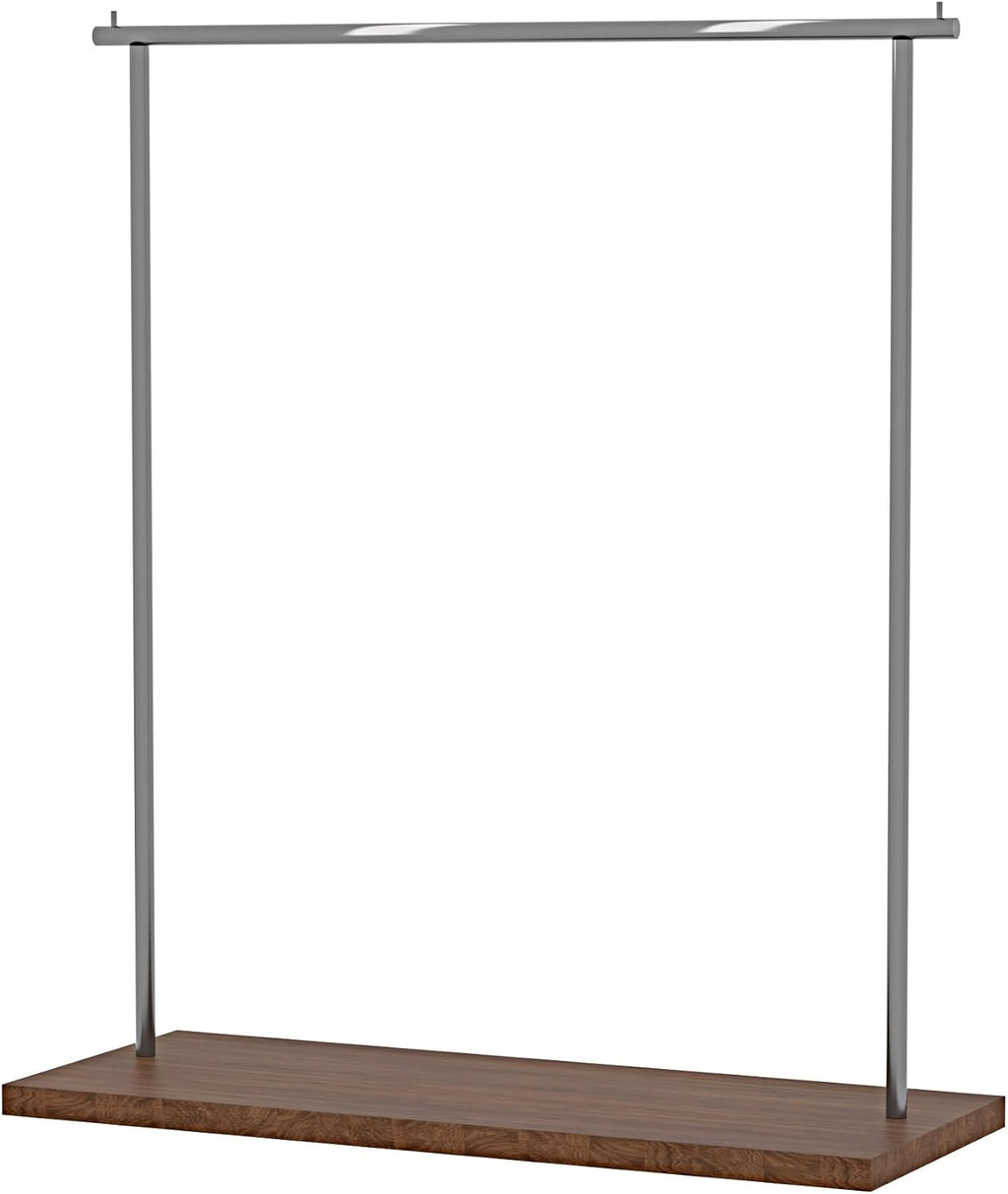 Retail Clothing Display Stand, Commercial Heavy Duty Garment Rack, Walnut Wood Grain Stainless Steel Clothing Rack,A