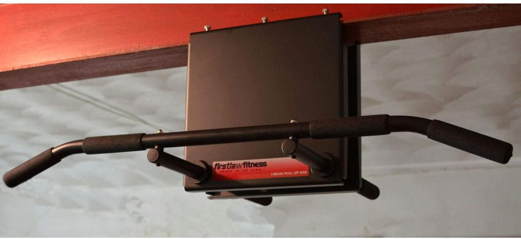Firstlaw Fitness 600 LBS Limit - 12' Drop I-Beam Pull Up Bar - Bent Bar - Rubber Grips