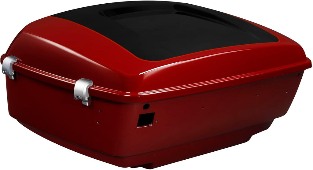 TCMT 13.7' King Motorcycle Trunk Box W/Latch Key Fit For Harley 2014-2025 Touring CVO Road King Road Glide Street Glide Electra Glide Ultra Limited Billiard Red/Vivid Black