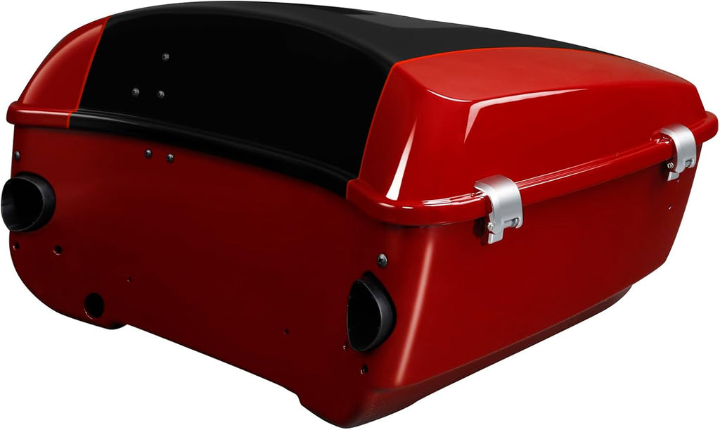 TCMT 13.7' King Motorcycle Trunk Box W/Latch Key Fit For Harley 2014-2025 Touring CVO Road King Road Glide Street Glide Electra Glide Ultra Limited Billiard Red/Vivid Black