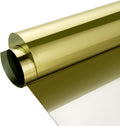 Reflective Window Film One Way Mirror Privacy Film Heat Control Anti UV Adhesive Window Tint Sticker for Home and Office, 35.4Inch x 100Feet, Gold Silver