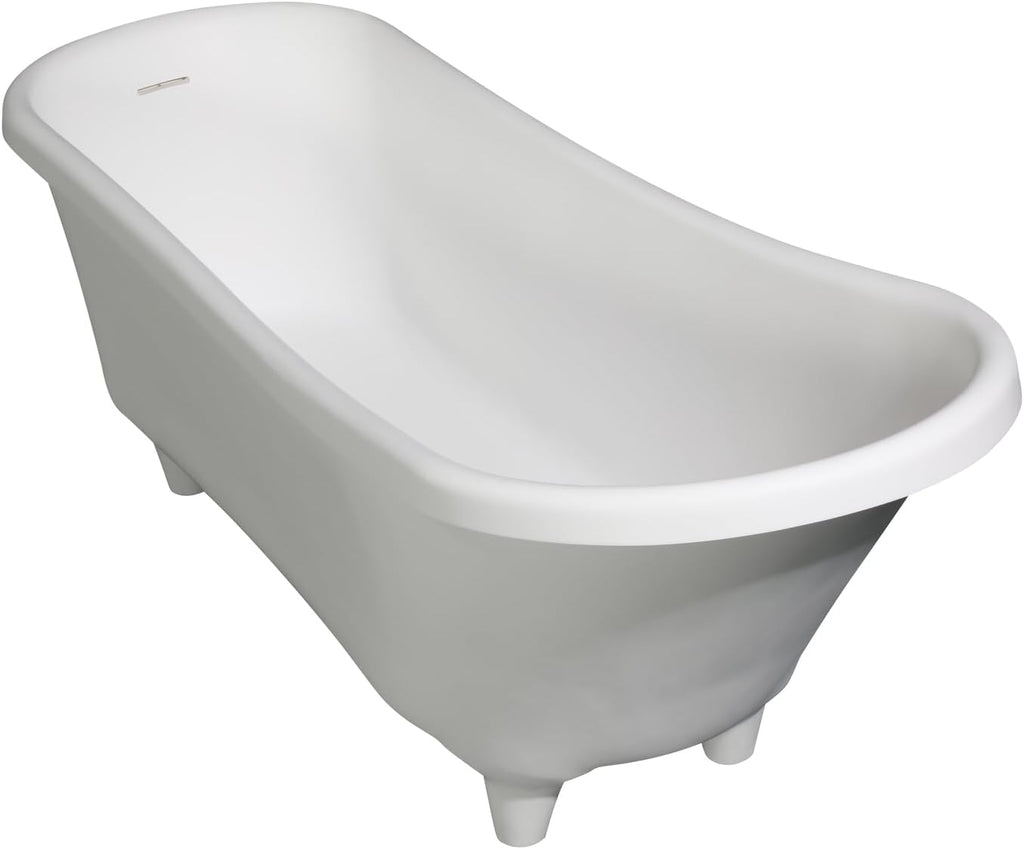 HomeStock 67' Clawfoot Bathtub - Solid Surface Resin Freestanding Tub - White