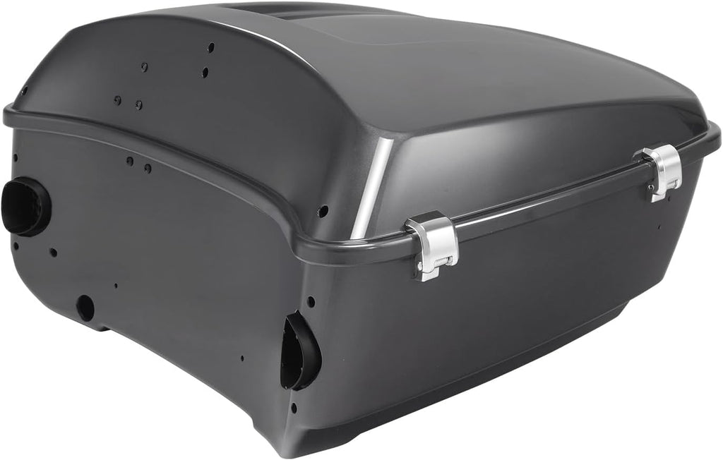 TCMT 13.7' King Motorcycle Trunk Box W/Latch Key Fit For Harley 2014-2025 Touring CVO Road King Road Glide Street Glide Electra Glide Ultra Limited Gauntlet Gray Metallic