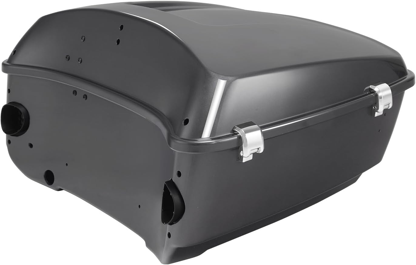 TCMT 13.7' King Motorcycle Trunk Box W/Latch Key Fit For Harley 2014-2025 Touring CVO Road King Road Glide Street Glide Electra Glide Ultra Limited Gauntlet Gray Metallic
