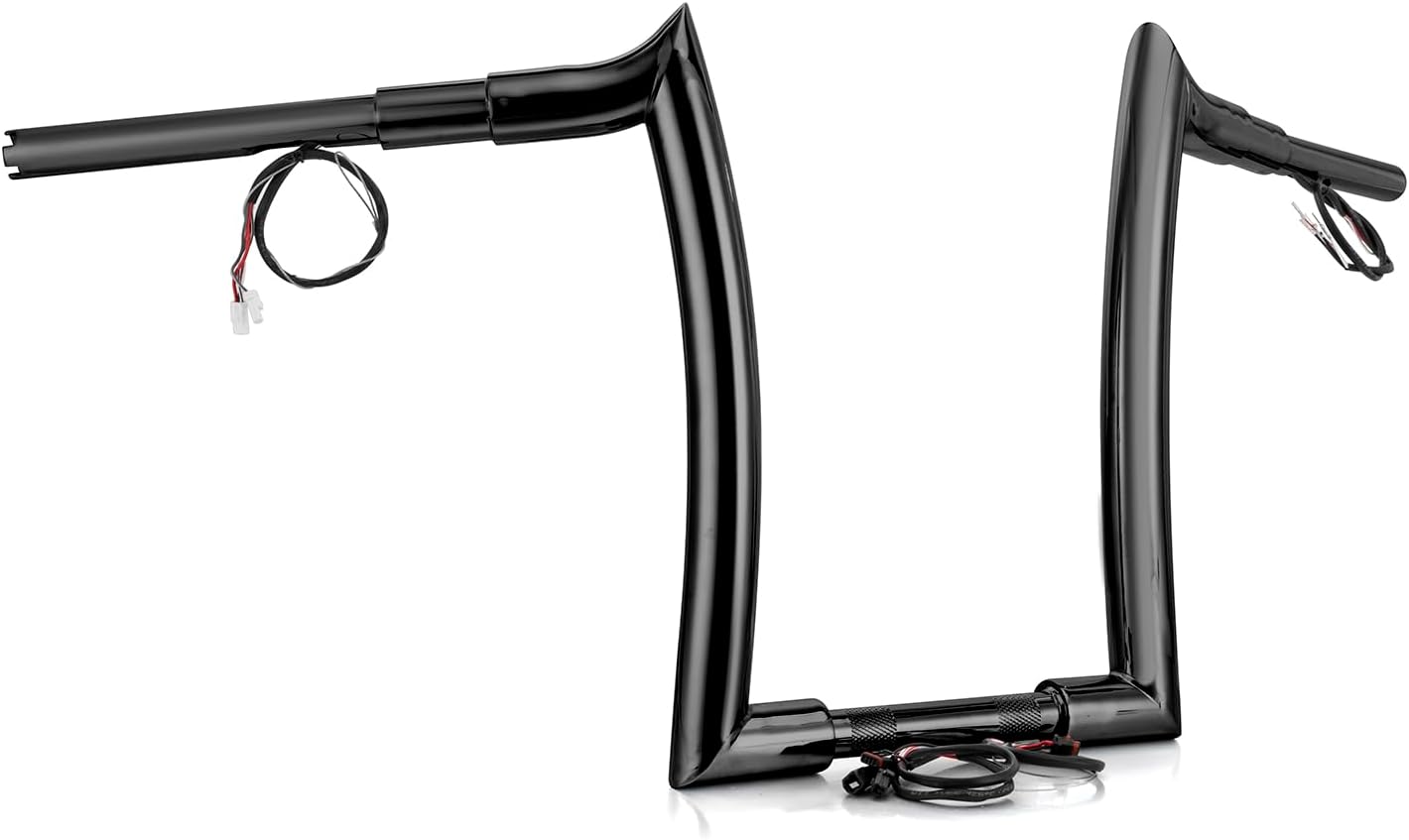 Mofun 14' Rise Pre-wired Handlebars Horn Style Ape Hangers 1.5' Fat 1' Clamp Compatible with Harley Softail 2011-2024 Sportster 2011-2022 Dyna 2012-2017 Touring Road King 2015-Later, Gloss Black