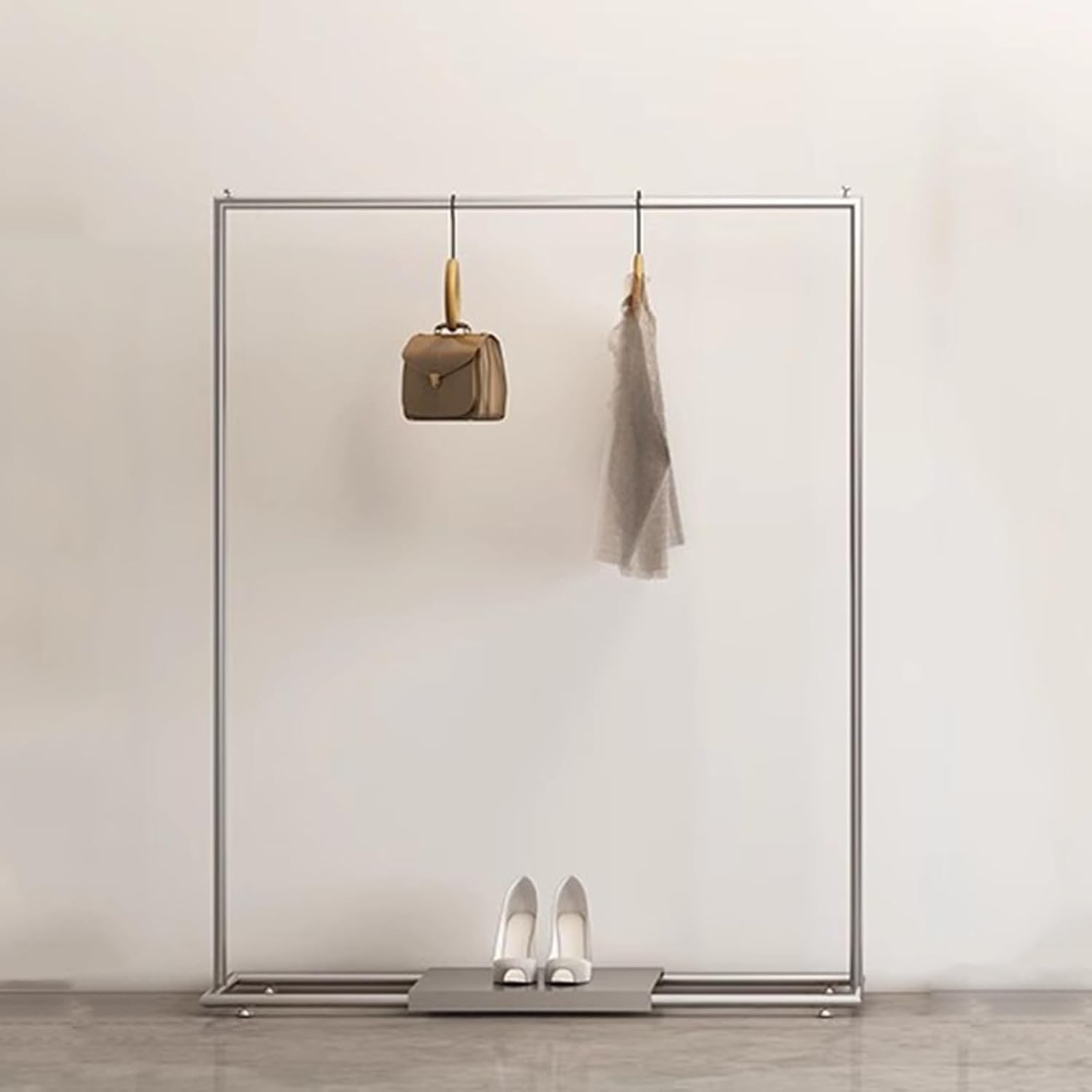 Garment Rack Heavy Duty Clothing Rack With Shelves, Load 300 LBS, Stainless Steel Clothes Rack For Display And Storage, Single Rod Coat Rack For Bedroom And Retail Use, Silver(Size:100X40X160CM)