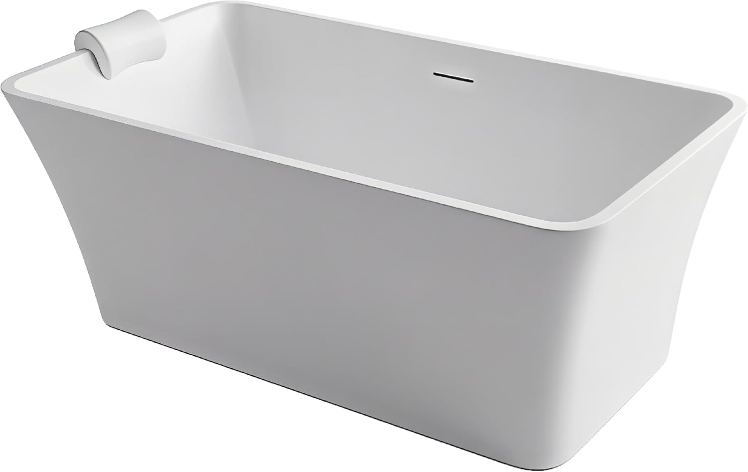 Transolid Lily 59 in. Freestanding Deep Soaking Bathtub | 23 in. Confirmed Soak Depth | Acrylic Flatbottom | Center Drain | Bath Pillow Included | 59 x 30 x 23 in. | Matte White | K-AFTL5930-M31