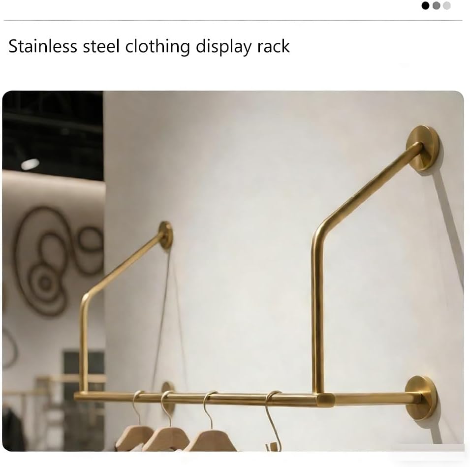 LXHELIVERY Wall Mount Clothing Display Rack - Heavy Duty Metal Garment Hanger Bar For Retail Store/Boutique Space Saving Clothes Rail For Clothing Shop(60cm/23.6')