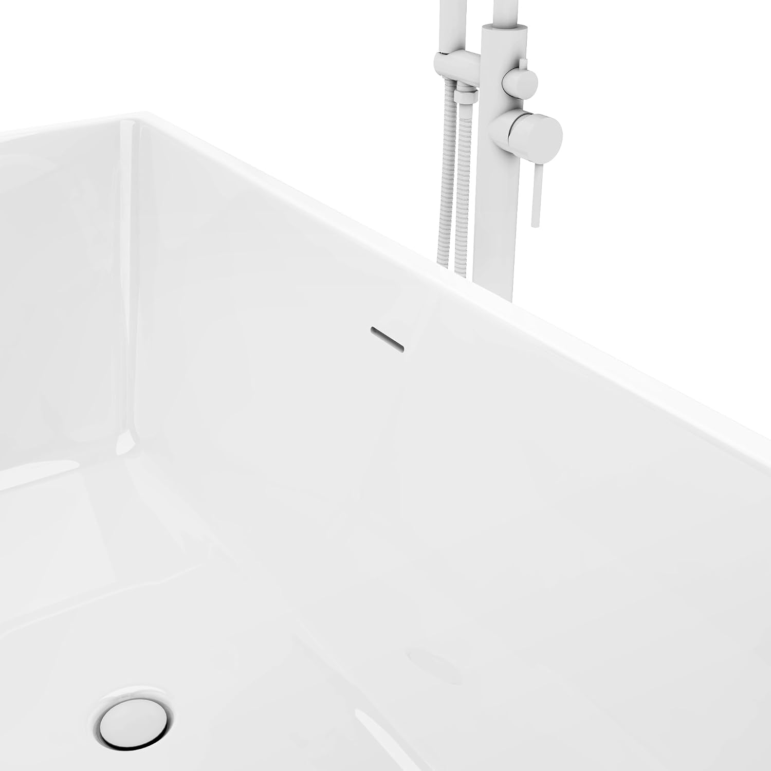 DreamLine Allure 66 7/8 inch L x 31 1/2 inch W x 22 7/8 inch H Freestanding Acrylic Bathtub with Chrome Drain