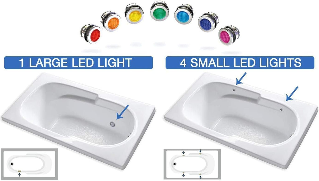 Carver Tubs - Graceful 59'- Freestanding Bathtub With White LED Light - 59″L x29'W x 23'H - Modern Contemporary Oval Tub - Chrome Center Drain