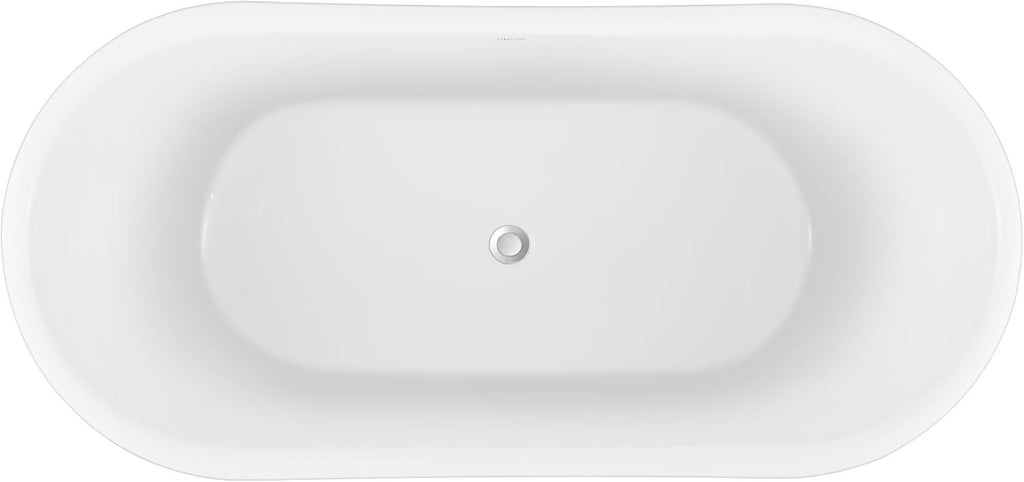 59' 100% Acrylic Freestanding Bathtub??Contemporary Soaking Tub??White Inside Black Outside